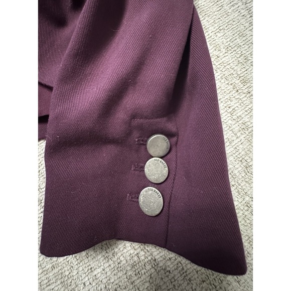 Ted Baker Blazer Women XL Size 5 Purple Wine Red‎ Kclara Relax Fit Patch Jacket - Picture 6 of 10